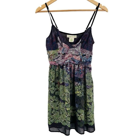 UO Staring at Stars purple green babydoll dress floral size 2 - Picture 2 of 8